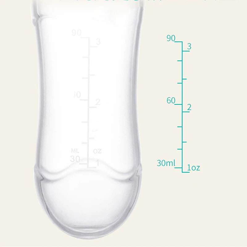 Silicone Baby Squeeze Feeding Bottle with Spoon – Newborn Training Rice Cereal & Food Supplement Feeder