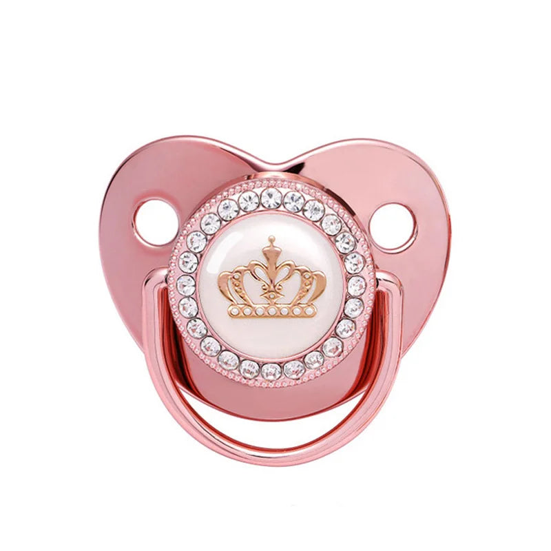 Bling Rhinestone Baby Pacifier – BPA-Free Silicone Newborn Soother with “I Love Mum & Dad” Design | Baby Shower Gift with Cover