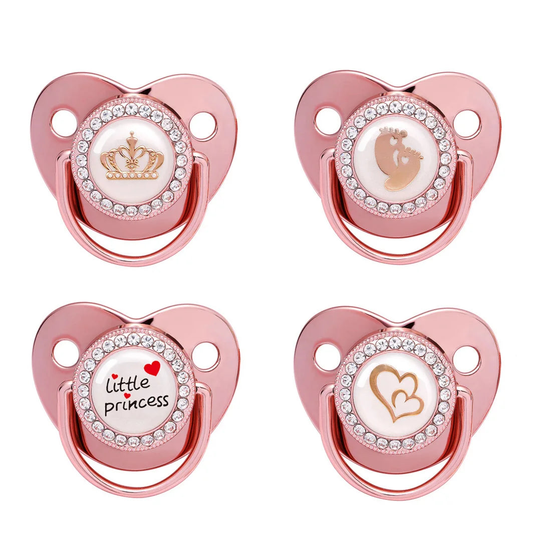 Bling Rhinestone Baby Pacifier – BPA-Free Silicone Newborn Soother with “I Love Mum & Dad” Design | Baby Shower Gift with Cover