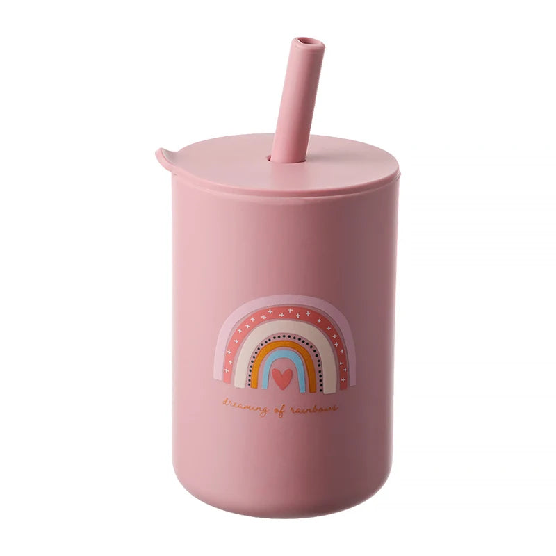 Baby Silicone Training Straw Cup – 150ml Leakproof Toddler Sippy Cup, BPA Free Cartoon Learning Water Bottle