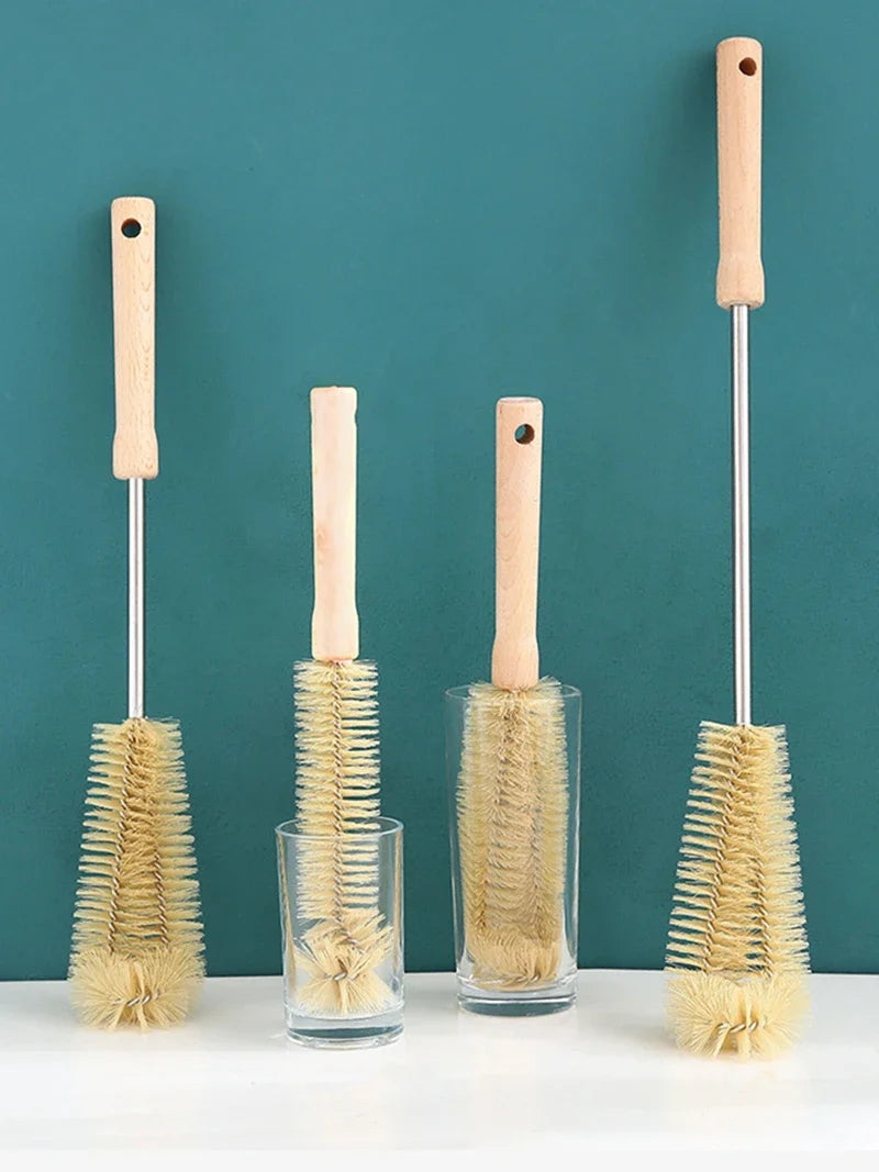 Wooden Handle Bottle Brush – Baby Bottle & Pacifier Cleaner | Long Handle Cup Scrubber with Nylon Bristles for Deep Cleaning