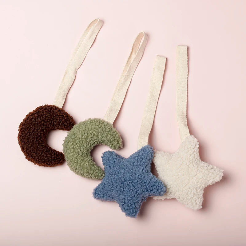 Baby Pacifier Clip – Sherpa Star & Moon Design | Soft Cotton & BPA-Free Silicone Soother Holder | Newborn Dummy Chain Baby Accessory