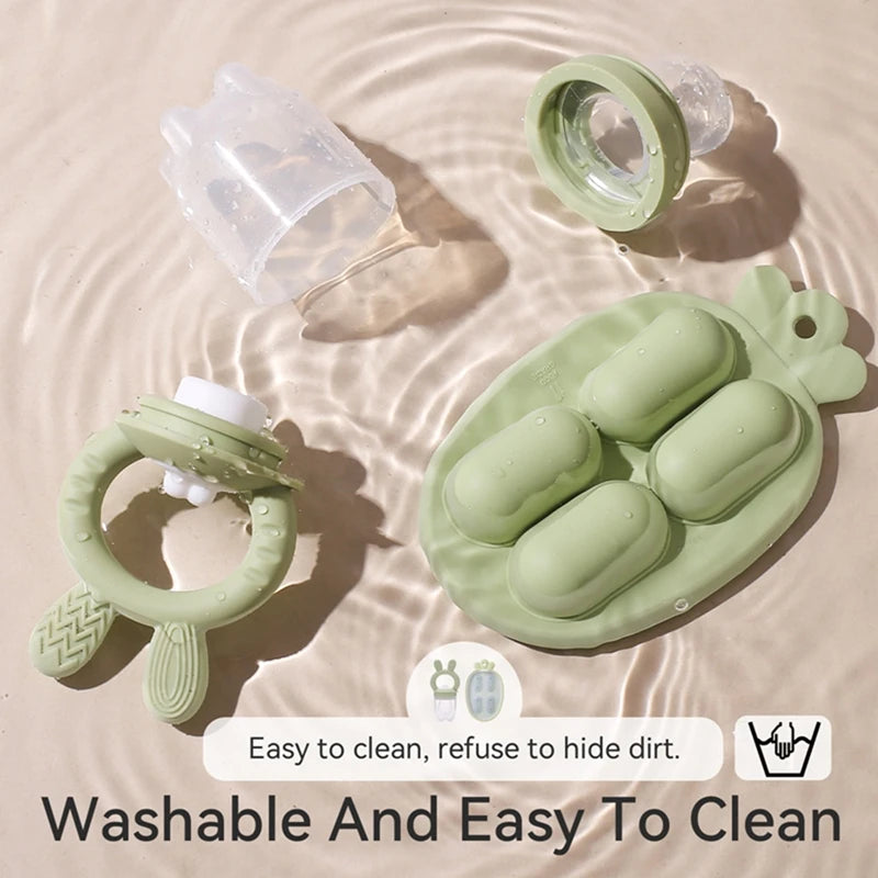 Silicone Baby Fruit Feeder Pacifier with Cover – Baby Food Nibbler for Fruits & Vegetables | Teething Soother & Feeding Training Tableware