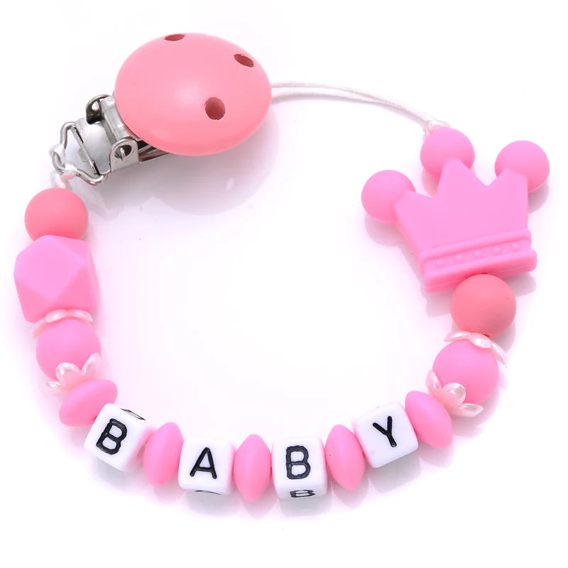 New Baby Crown Pacifier Clip – Handmade Silicone Pacifier Chain & Teething Nipple Holder | BPA-Free Toddler Chew Toy Accessory