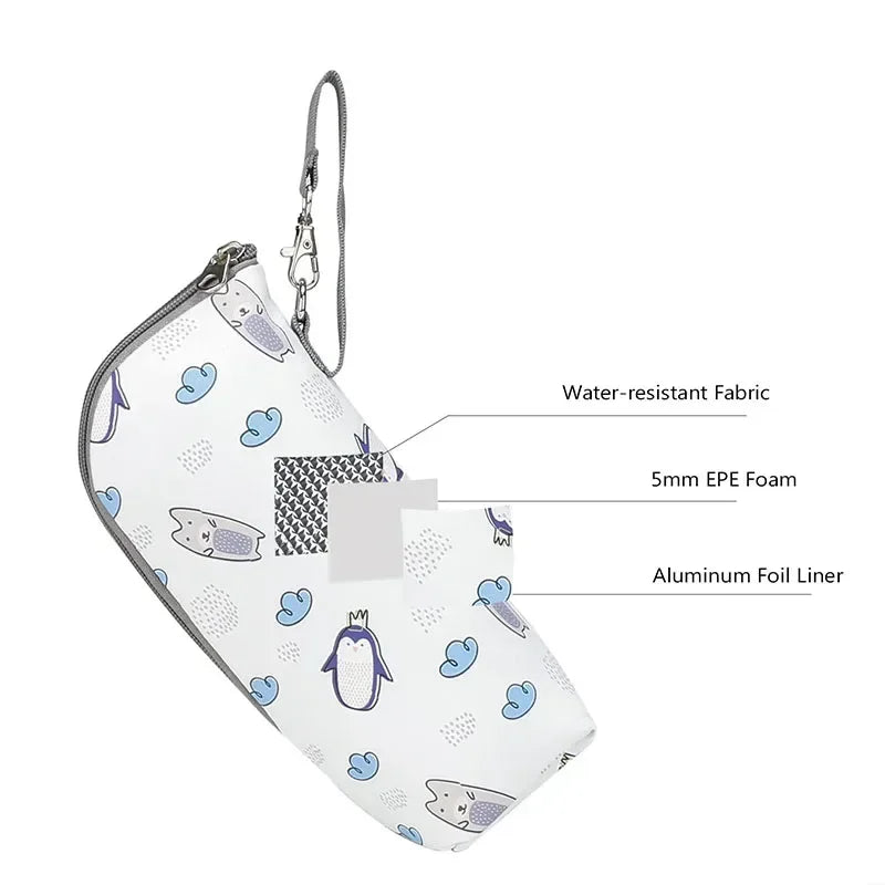 Baby Bottle Warmer Bag – Waterproof Insulated Feeding Bottle Holder with Stroller Hook | Portable Milk & Drink Storage Pouch (0–36M)