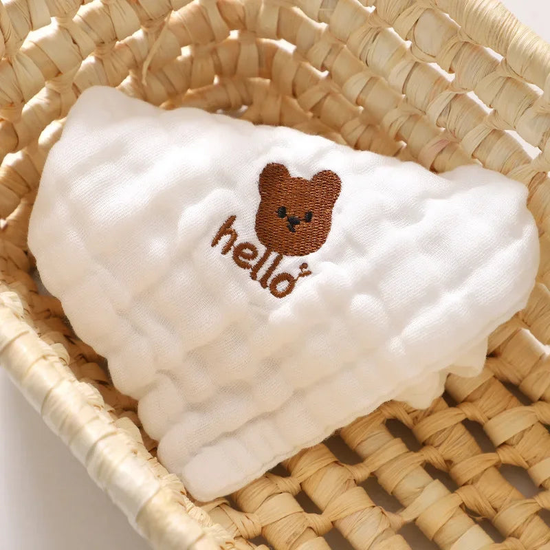 6-Layer Cotton Baby Towels – Embroidered Saliva Towels, Soft Washcloths, Hand & Face Wipes, Burp Cloths for Newborns & Toddlers