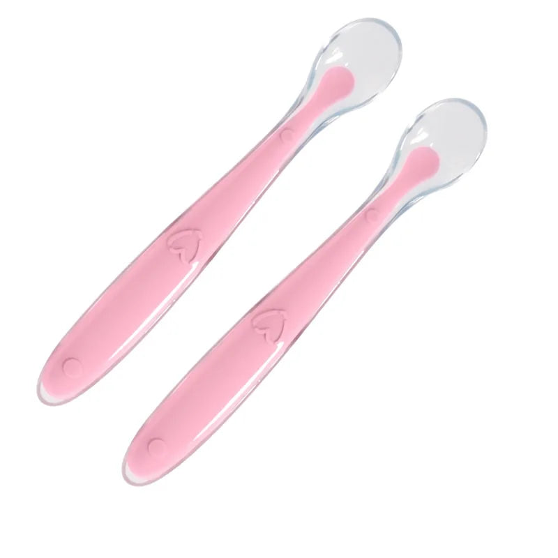 2PCS Baby Silicone Spoon Set – Soft Training Feeding Spoons with Star Design | BPA-Free Infant Learning Tableware