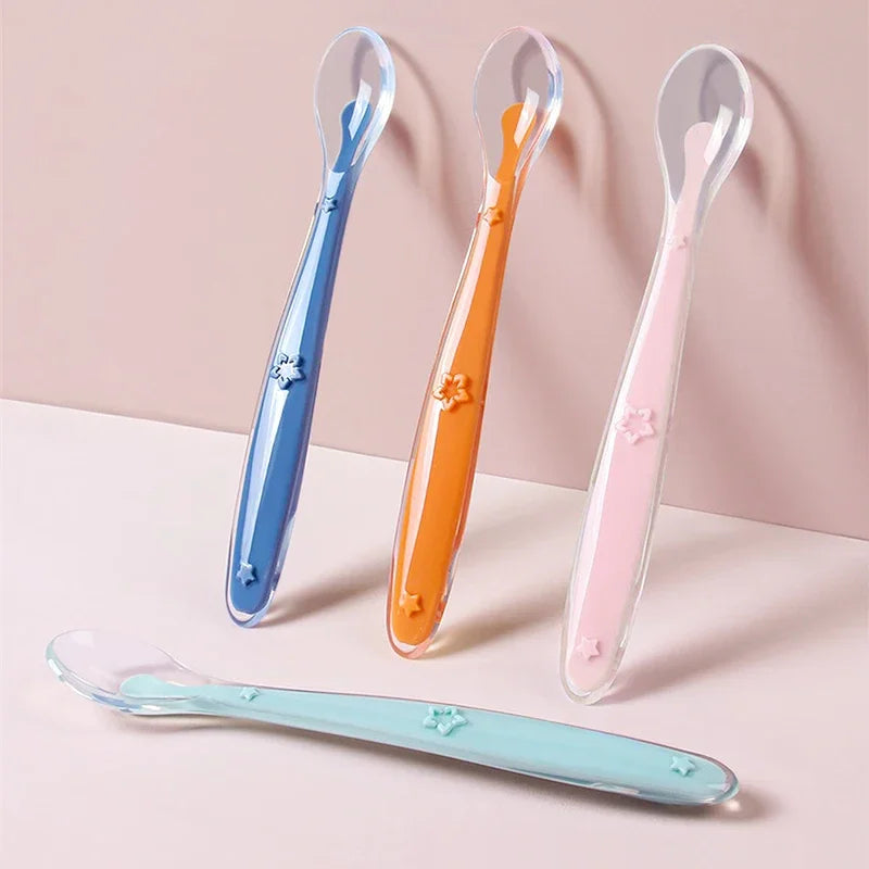 2PCS Baby Silicone Spoon Set – Soft Training Feeding Spoons with Star Design | BPA-Free Infant Learning Tableware