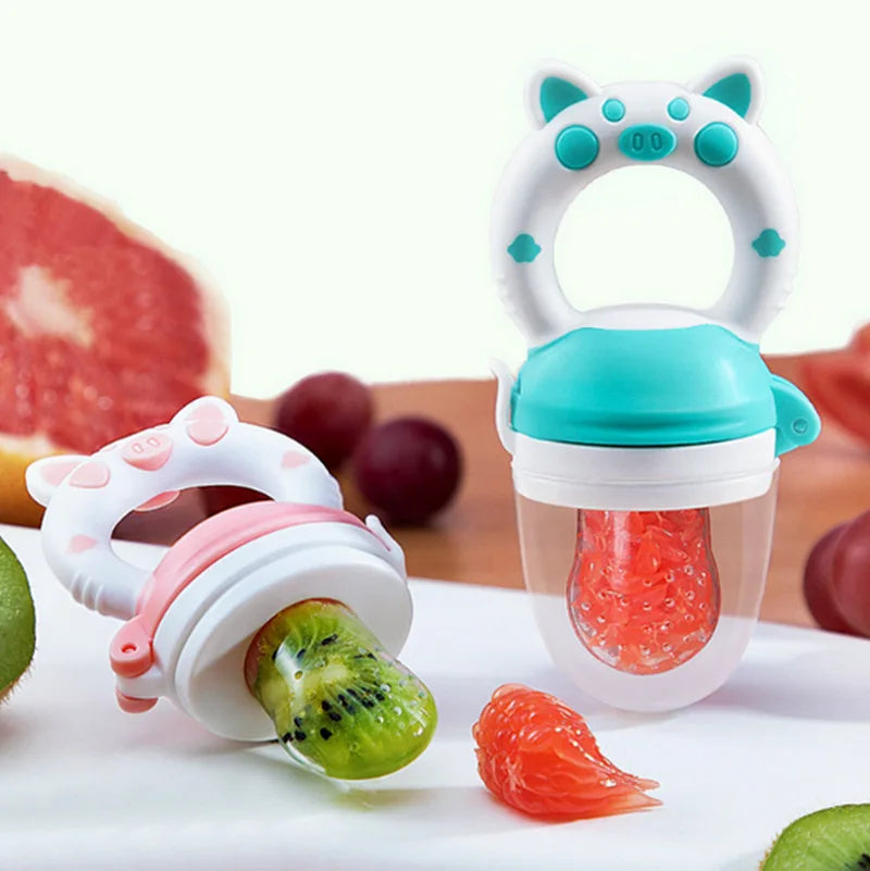 Baby Food Feeding Spoon & Juice Extractor – Silicone Pacifier Cup, Teether & Fruit Feeder for Babies (0–2Y)