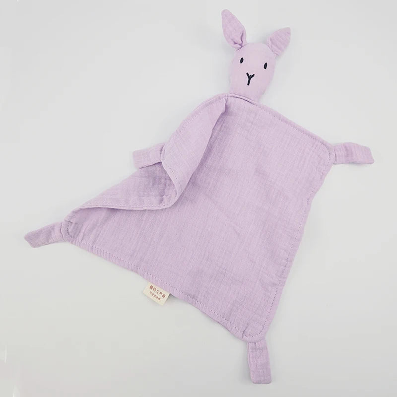 Baby Cotton Muslin Burp Cloth – Cute Rabbit Doll Appease Towel, Infant Blanket & Toddler Comfort Scarf