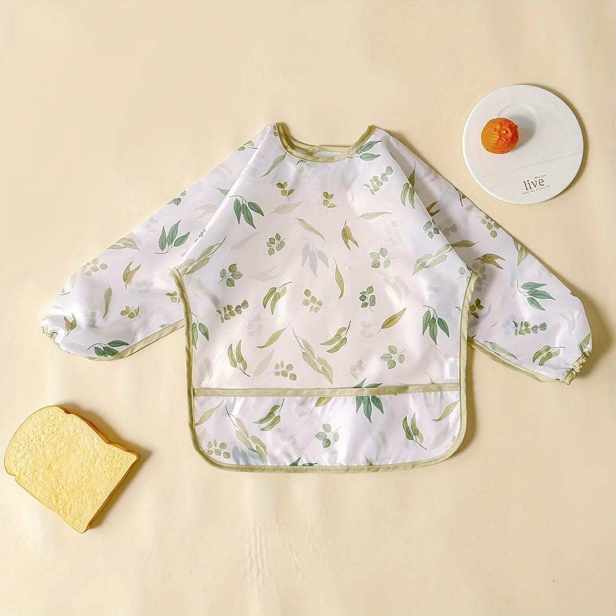 Waterproof Baby Bib with Sleeves – Long Sleeve Feeding Bib & Toddler Apron | Adjustable Tie, Catch-All Pocket, Easy Clean, Lightweight & Reusable (0–3 Years)
