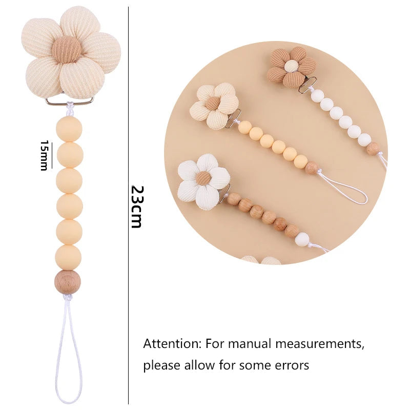 Baby Silicone Flower Pacifier Clip – Cute Teether Chain & Soother Holder | Newborn Accessories & Loss Prevention Strap