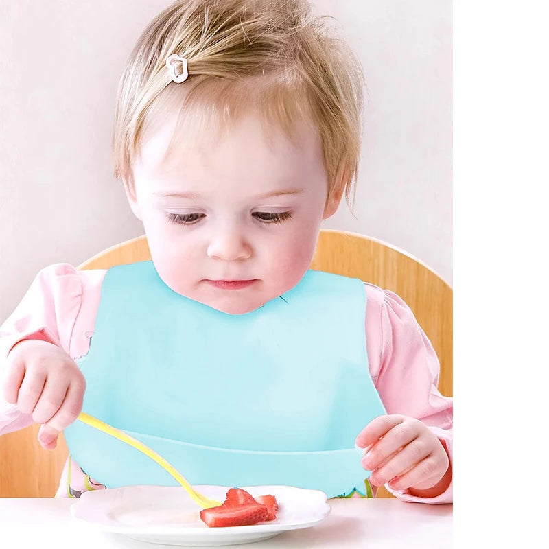 Food-Grade Silicone Baby Bibs – Waterproof, Easy-to-Clean Feeding & Drool Towels | BPA-Free, Adjustable Soft Bibs for Infants & Toddlers