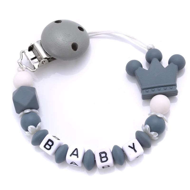 New Baby Crown Pacifier Clip – Handmade Silicone Pacifier Chain & Teething Nipple Holder | BPA-Free Toddler Chew Toy Accessory