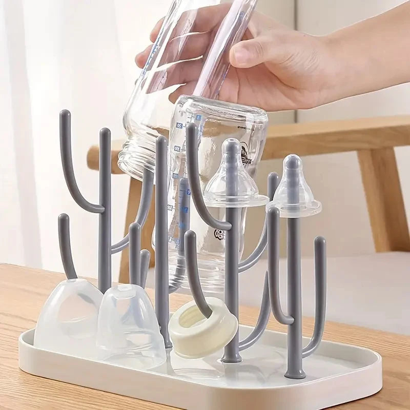 Baby Tree-Shaped Milk Bottle Drain Rack – Dust-Proof Bottle & Cup Holder | Cute Drying Rack for Baby Bottles, Pacifiers & Cups