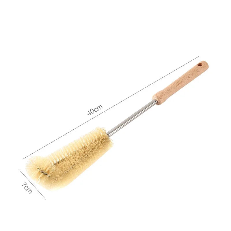 Wooden Handle Bottle Brush – Baby Bottle & Pacifier Cleaner | Long Handle Cup Scrubber with Nylon Bristles for Deep Cleaning