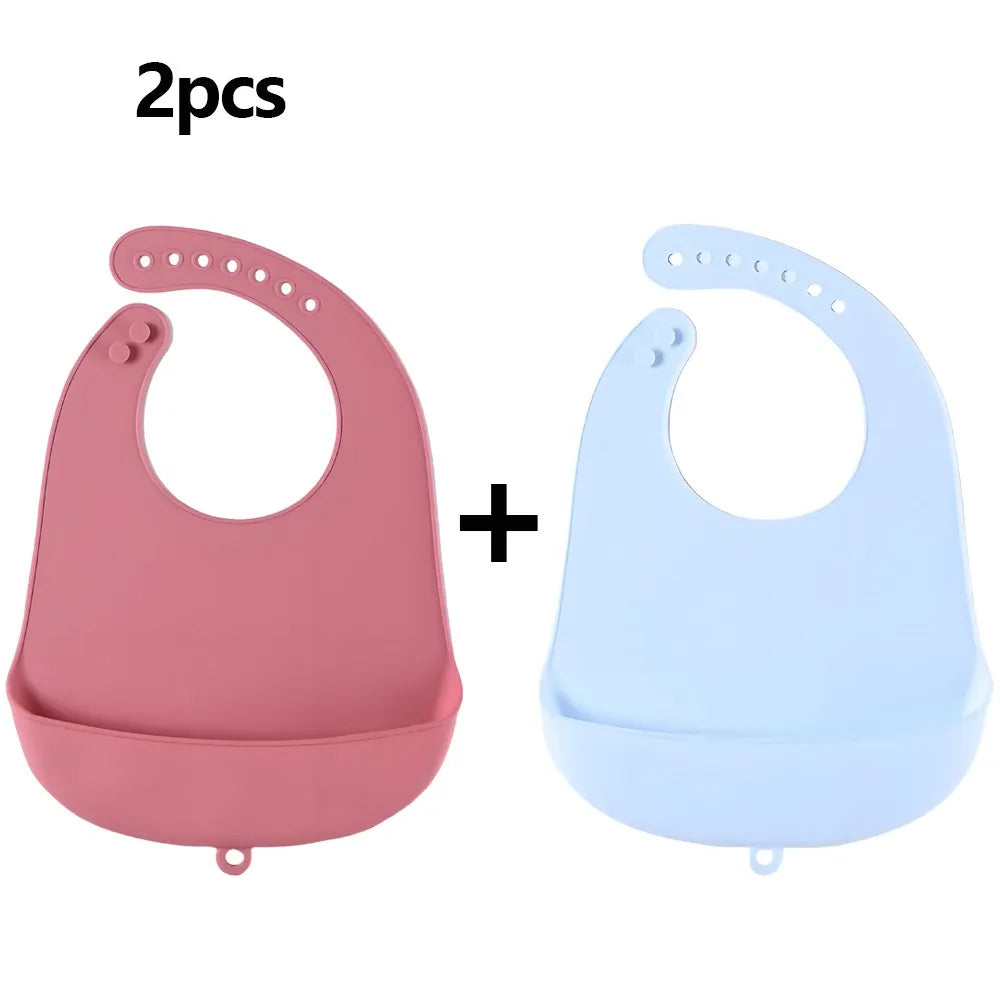 Food-Grade Silicone Baby Bibs – Waterproof, Easy-to-Clean Feeding & Drool Towels | BPA-Free, Adjustable Soft Bibs for Infants & Toddlers