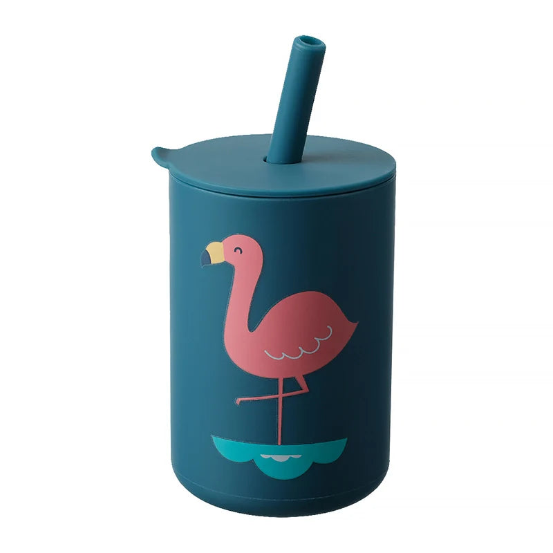 Baby Silicone Training Straw Cup – 150ml Leakproof Toddler Sippy Cup, BPA Free Cartoon Learning Water Bottle