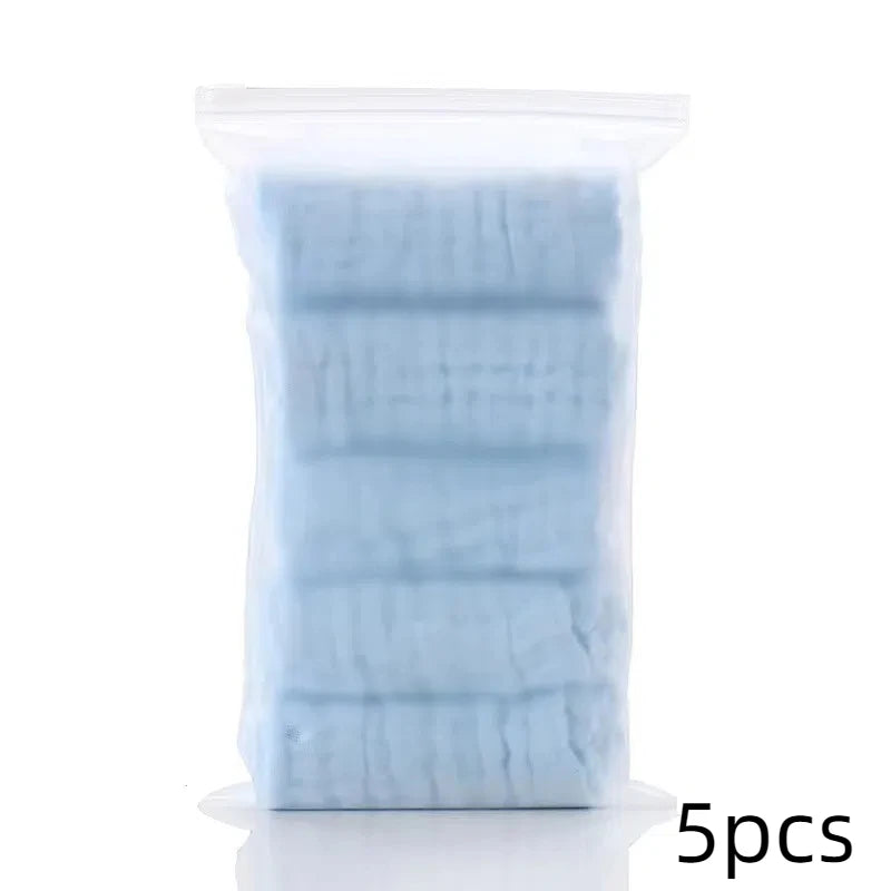 5PCS Baby Muslin Washcloths – 6-Layer Cotton Soft Towels | Absorbent Baby Face Towels, Burp Cloths & Feeding Wipes
