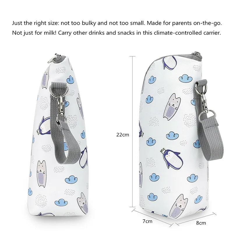 Baby Bottle Warmer Bag – Waterproof Insulated Feeding Bottle Holder with Stroller Hook | Portable Milk & Drink Storage Pouch (0–36M)