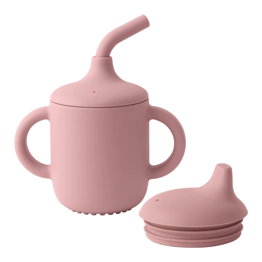 1PCS Baby Silicone Straw Cup with Two Lids – BPA-Free Snack & Drink Cup | Portable Leakproof Feeding Cup for Kids & Toddlers