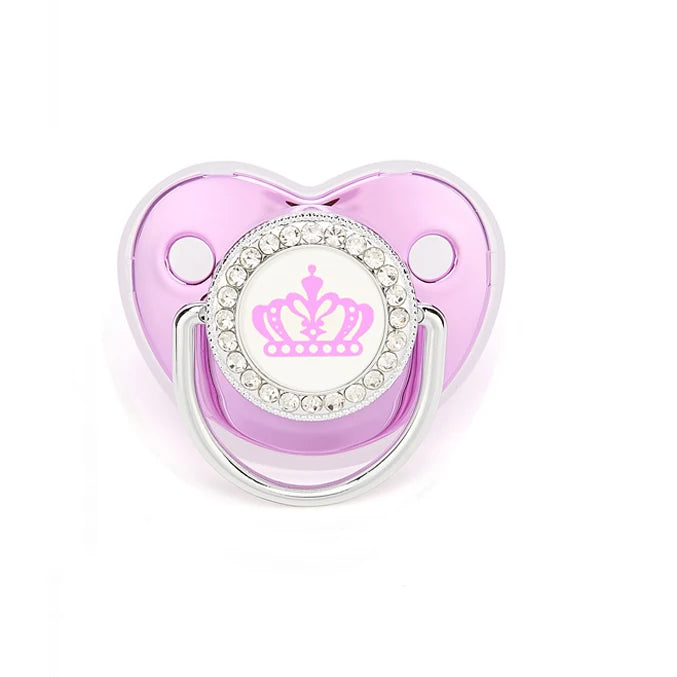 Bling Rhinestone Baby Pacifier – BPA-Free Silicone Newborn Soother with “I Love Mum & Dad” Design | Baby Shower Gift with Cover