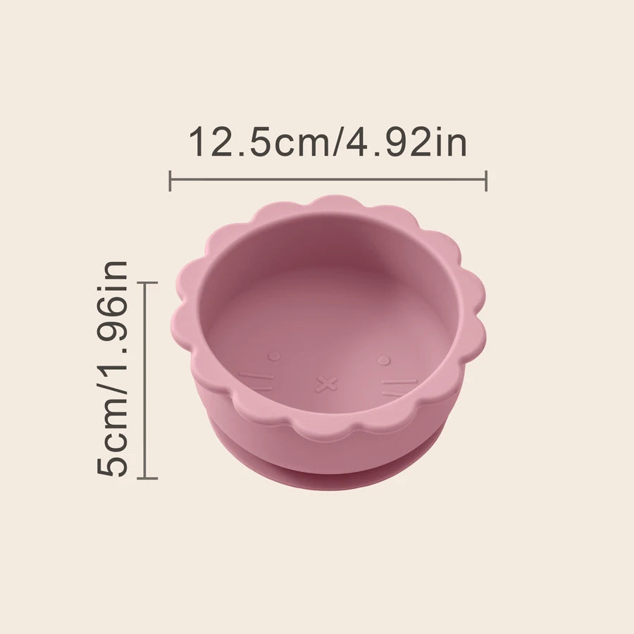 1PC Baby Silicone Bowl – Cute Cartoon Lion Shape Suction Feeding Bowl | BPA-Free Baby Tableware for Food Storage & Self-Feeding Training