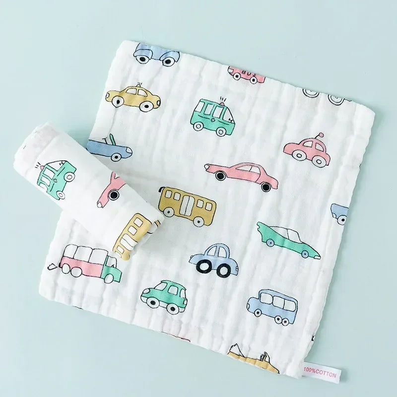 5 Pcs – Muslin Baby Towels – 6-Layer Cotton Soft Washcloths | Face Towel, Burp Cloth, Feeding & Bath Handkerchief