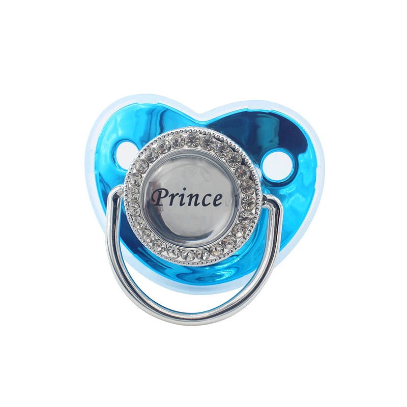 Bling Rhinestone Baby Pacifier – BPA-Free Silicone Newborn Soother with “I Love Mum & Dad” Design | Baby Shower Gift with Cover