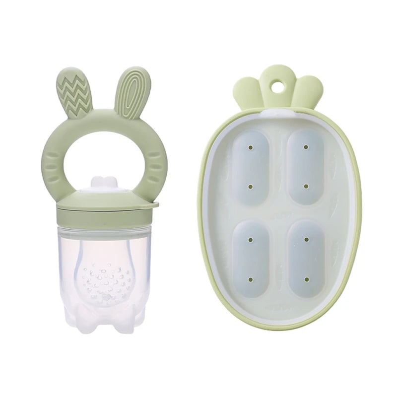 Silicone Baby Fruit Feeder Pacifier with Cover – Baby Food Nibbler for Fruits & Vegetables | Teething Soother & Feeding Training Tableware