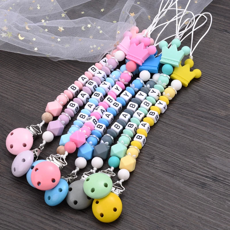 New Baby Crown Pacifier Clip – Handmade Silicone Pacifier Chain & Teething Nipple Holder | BPA-Free Toddler Chew Toy Accessory