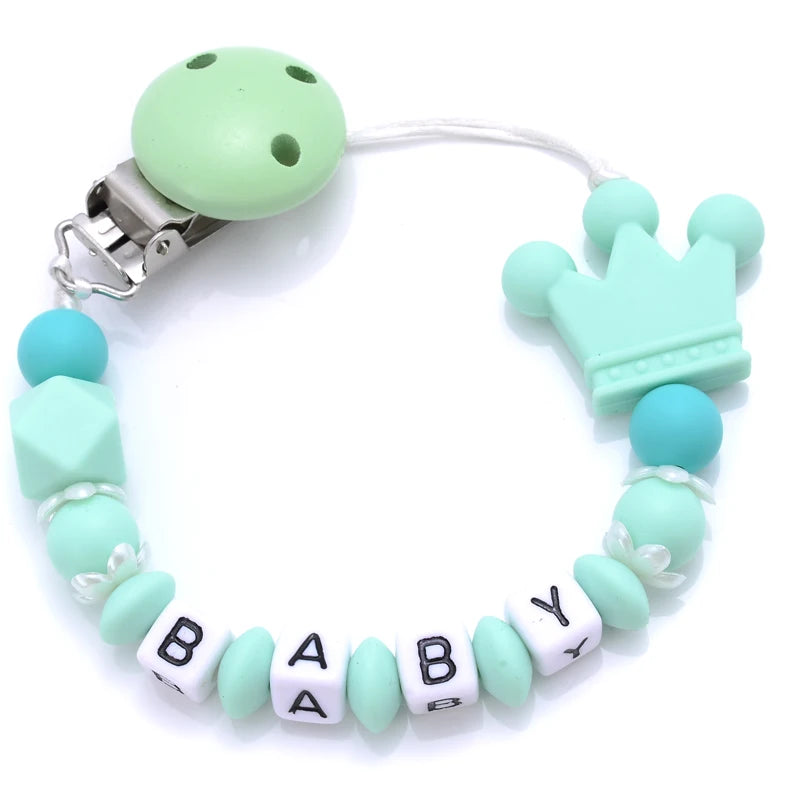New Baby Crown Pacifier Clip – Handmade Silicone Pacifier Chain & Teething Nipple Holder | BPA-Free Toddler Chew Toy Accessory