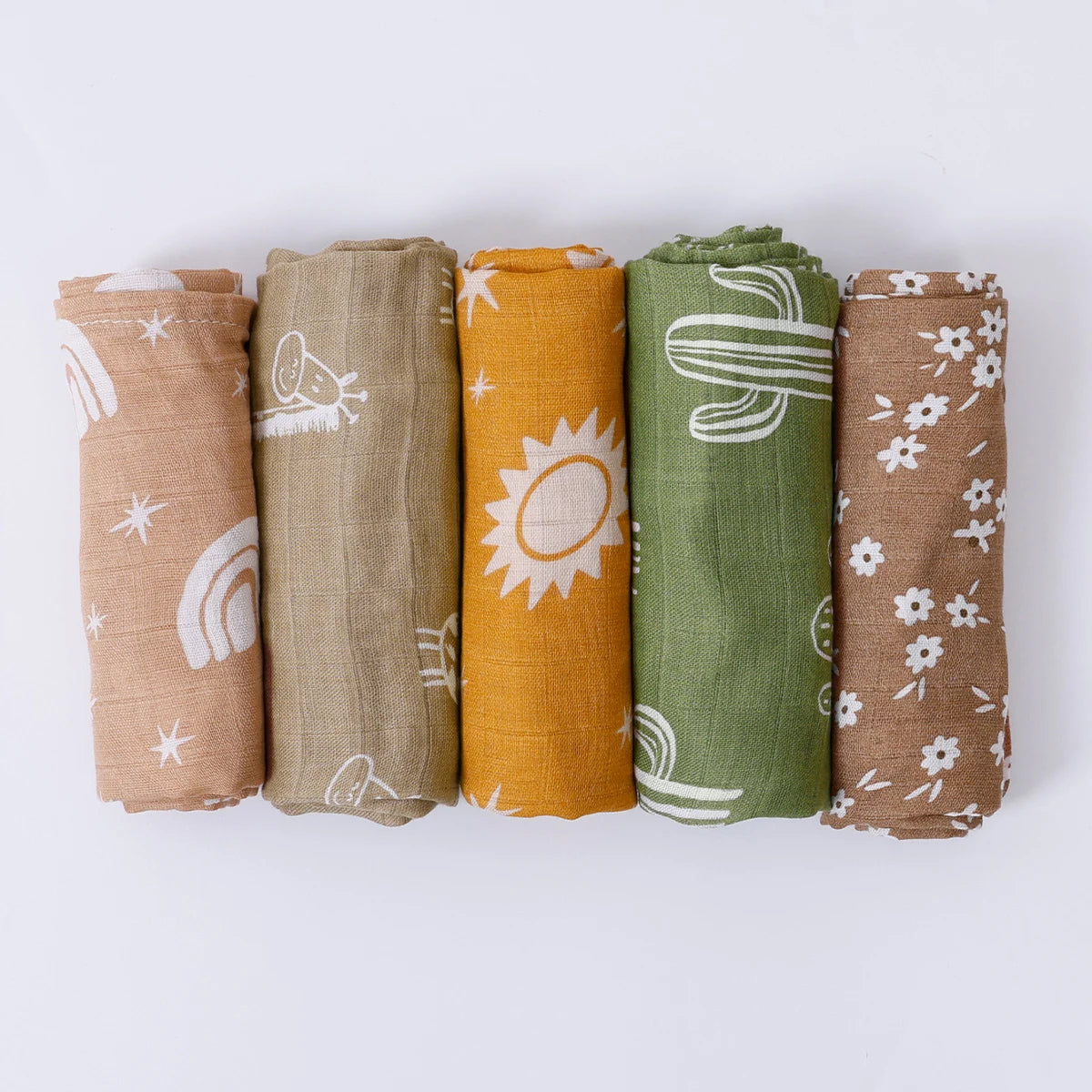 5 Pcs Baby Muslin Bib & Burp Cloth Set – Bamboo Cotton Newborn Washcloths | Soft, Breathable, Multi-Functional Bibs for 0-12 Months