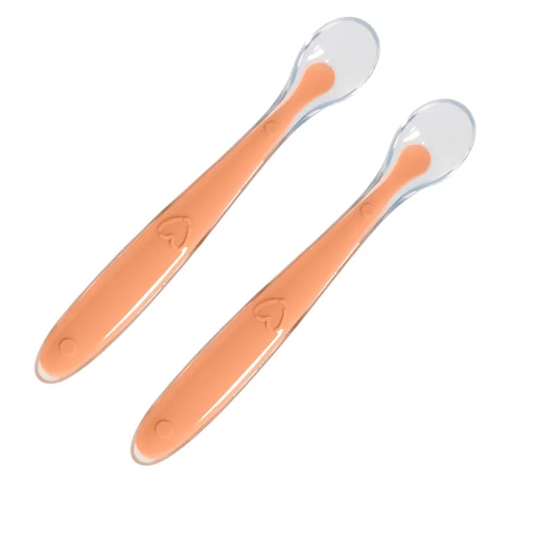2PCS Baby Silicone Spoon Set – Soft Training Feeding Spoons with Star Design | BPA-Free Infant Learning Tableware