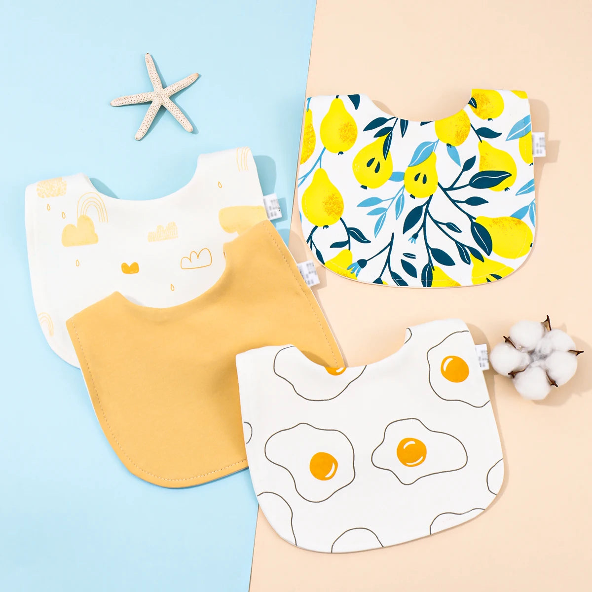 4pcs Baby Cotton Adjustable Bibs – Soft Bandana Burp Cloths & Feeding Saliva Towels for Newborns, Boys & Girls (1–3Y)