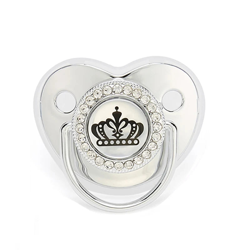 Bling Rhinestone Baby Pacifier – BPA-Free Silicone Newborn Soother with “I Love Mum & Dad” Design | Baby Shower Gift with Cover