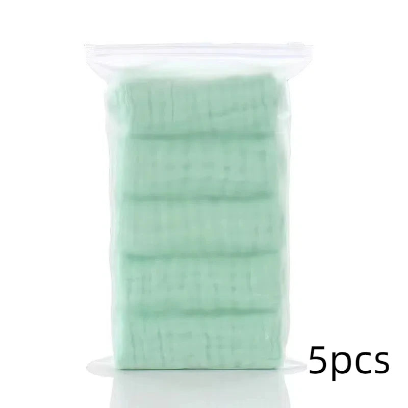 5PCS Baby Muslin Washcloths – 6-Layer Cotton Soft Towels | Absorbent Baby Face Towels, Burp Cloths & Feeding Wipes
