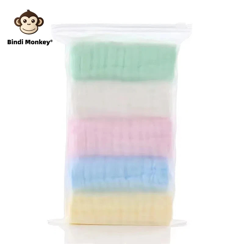 5PCS Baby Muslin Washcloths – 6-Layer Cotton Soft Towels | Absorbent Baby Face Towels, Burp Cloths & Feeding Wipes