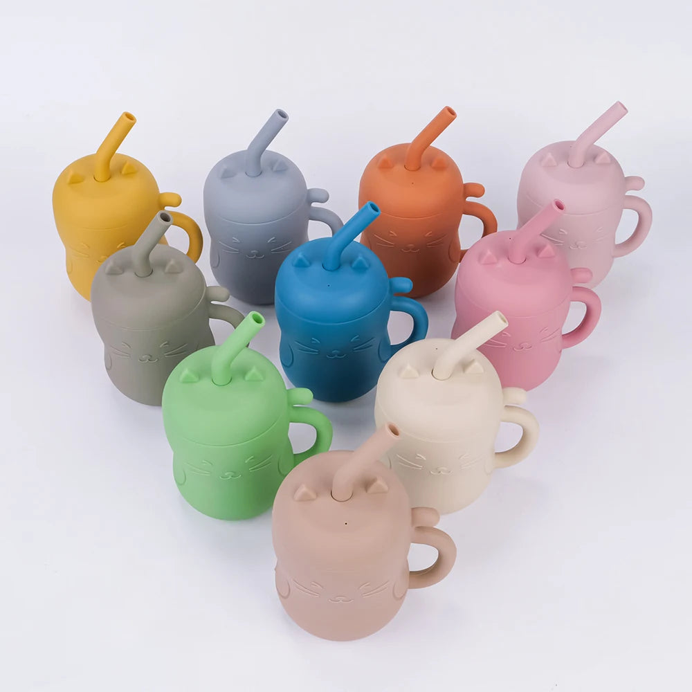1pcs Baby Silicone Straw Cup – 150ml BPA-Free Leakproof Training Sippy Cup, Portable Snack & Drink Container for Kids