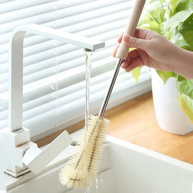 Wooden Handle Bottle Brush – Baby Bottle & Pacifier Cleaner | Long Handle Cup Scrubber with Nylon Bristles for Deep Cleaning