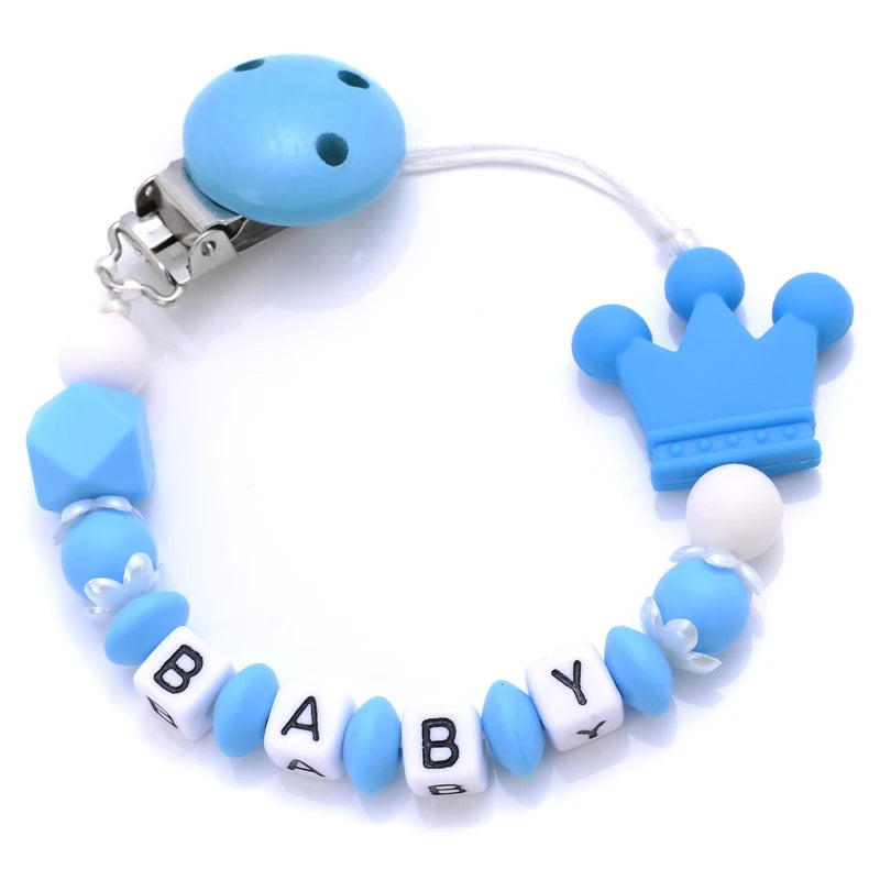 New Baby Crown Pacifier Clip – Handmade Silicone Pacifier Chain & Teething Nipple Holder | BPA-Free Toddler Chew Toy Accessory