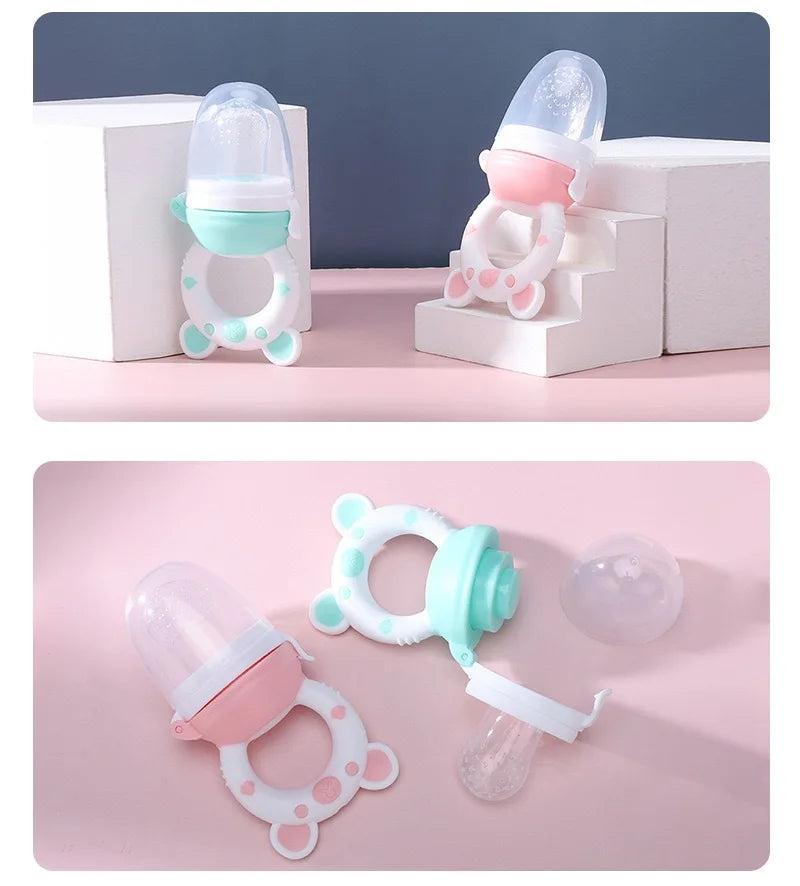 Baby Food Feeding Spoon & Juice Extractor – Silicone Pacifier Cup, Teether & Fruit Feeder for Babies (0–2Y)