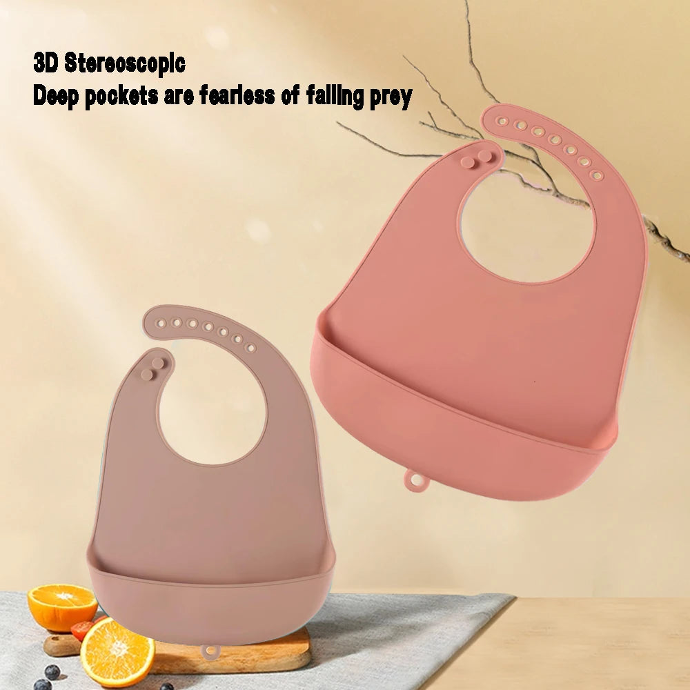 Food-Grade Silicone Baby Bibs – Waterproof, Easy-to-Clean Feeding & Drool Towels | BPA-Free, Adjustable Soft Bibs for Infants & Toddlers