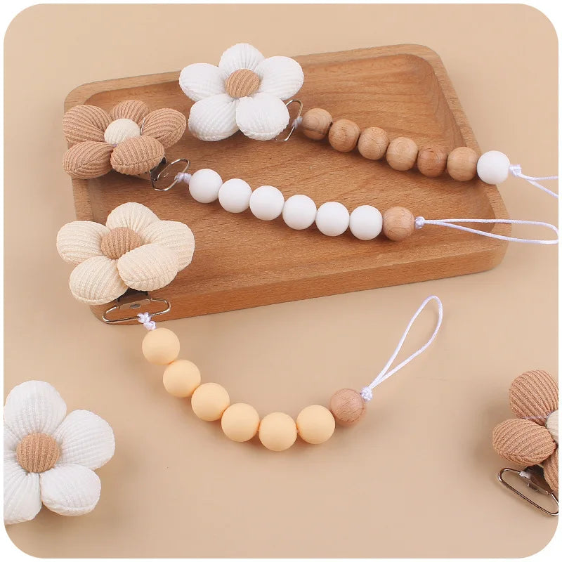 Baby Silicone Flower Pacifier Clip – Cute Teether Chain & Soother Holder | Newborn Accessories & Loss Prevention Strap