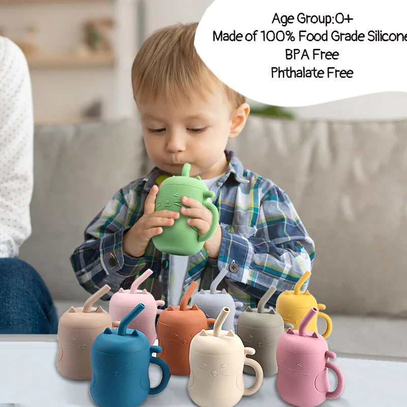 1pcs Baby Silicone Straw Cup – 150ml BPA-Free Leakproof Training Sippy Cup, Portable Snack & Drink Container for Kids