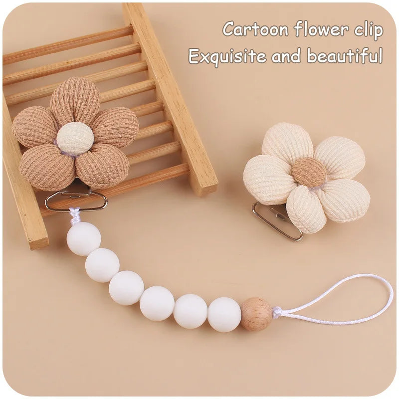 Baby Silicone Flower Pacifier Clip – Cute Teether Chain & Soother Holder | Newborn Accessories & Loss Prevention Strap