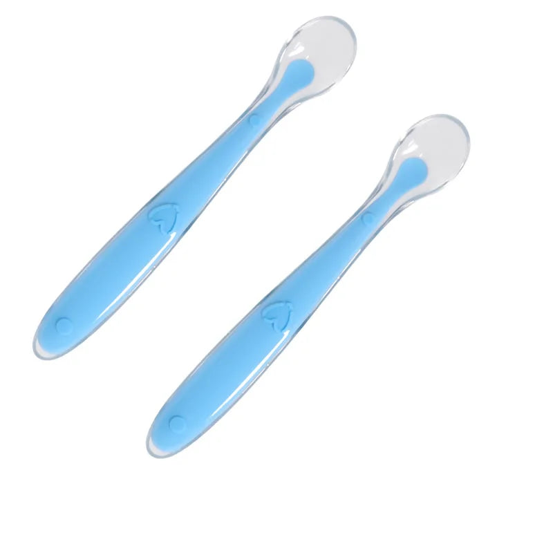 2PCS Baby Silicone Spoon Set – Soft Training Feeding Spoons with Star Design | BPA-Free Infant Learning Tableware