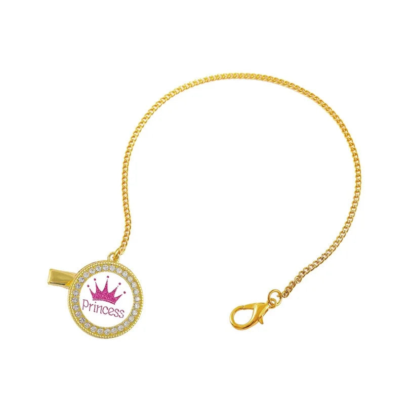 Crown Pacifier Clip Set – BPA-Free Silicone Newborn Soother with Dummy Chain & Lid | Baby Teether & Shower Gift