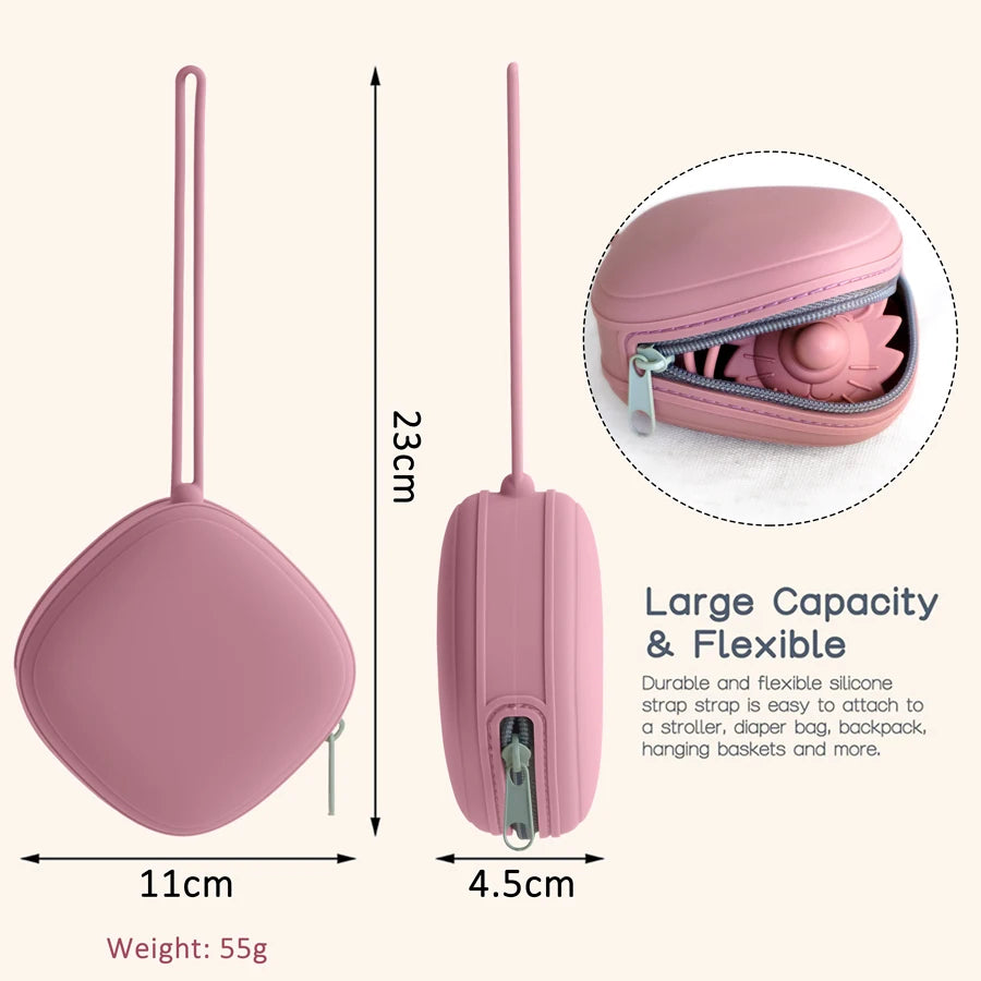 Baby Pacifier Holder Case – Portable Zipper Pacifier Box | Food-Grade Nipple Container for Soothers & Nursing Accessories