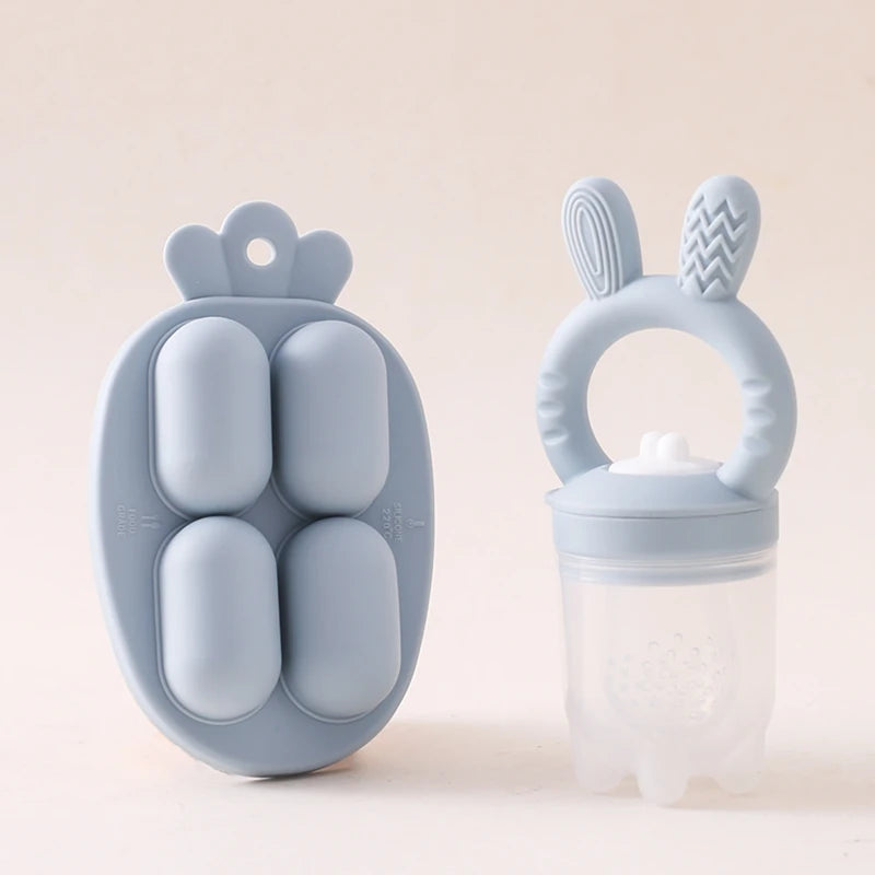 Silicone Baby Fruit Feeder Pacifier with Cover – Baby Food Nibbler for Fruits & Vegetables | Teething Soother & Feeding Training Tableware